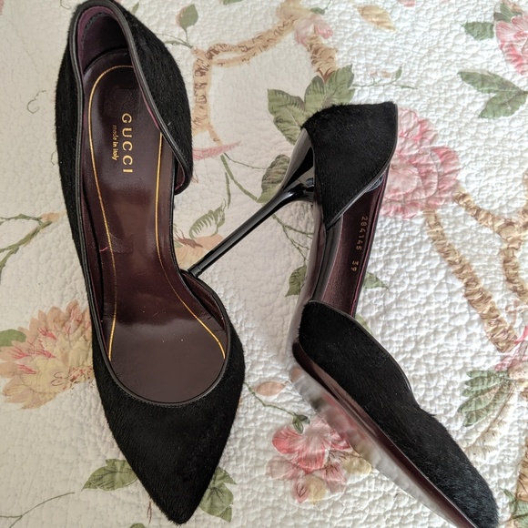 Gucci Black Pony Hair Pointy Heels - Picture 1 of 4